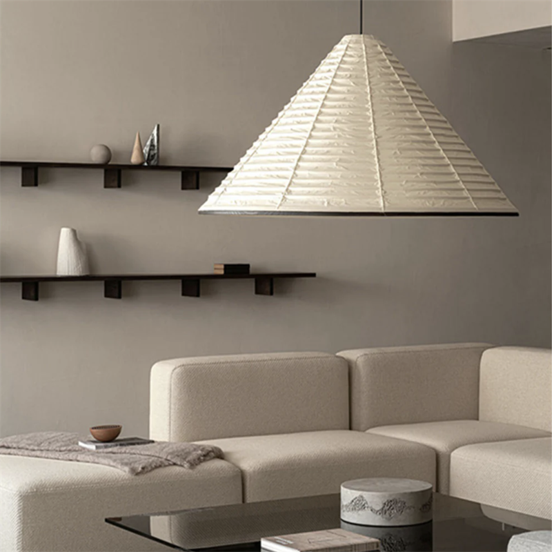 Avi Modern Conical Metal Paper Pendant Light Bedroom - Letslighting