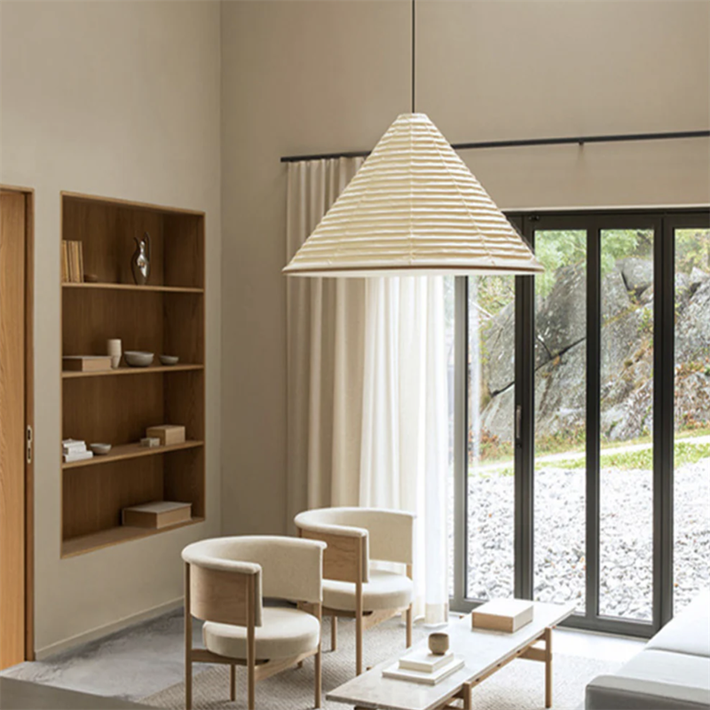 Avi Modern Conical Metal Paper Pendant Light Bedroom - Letslighting