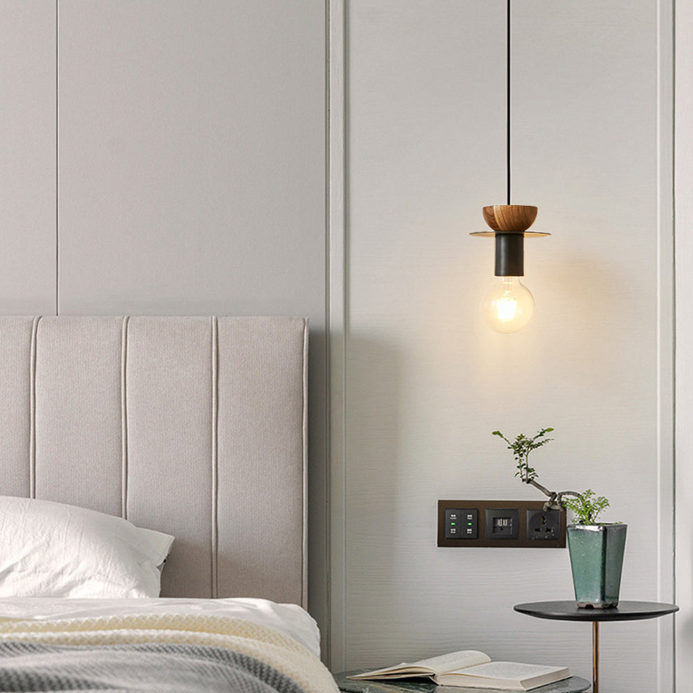 Valentina Modern Simple Pendant Light Copper Walnut Bedroom Dining Room - Letslighting