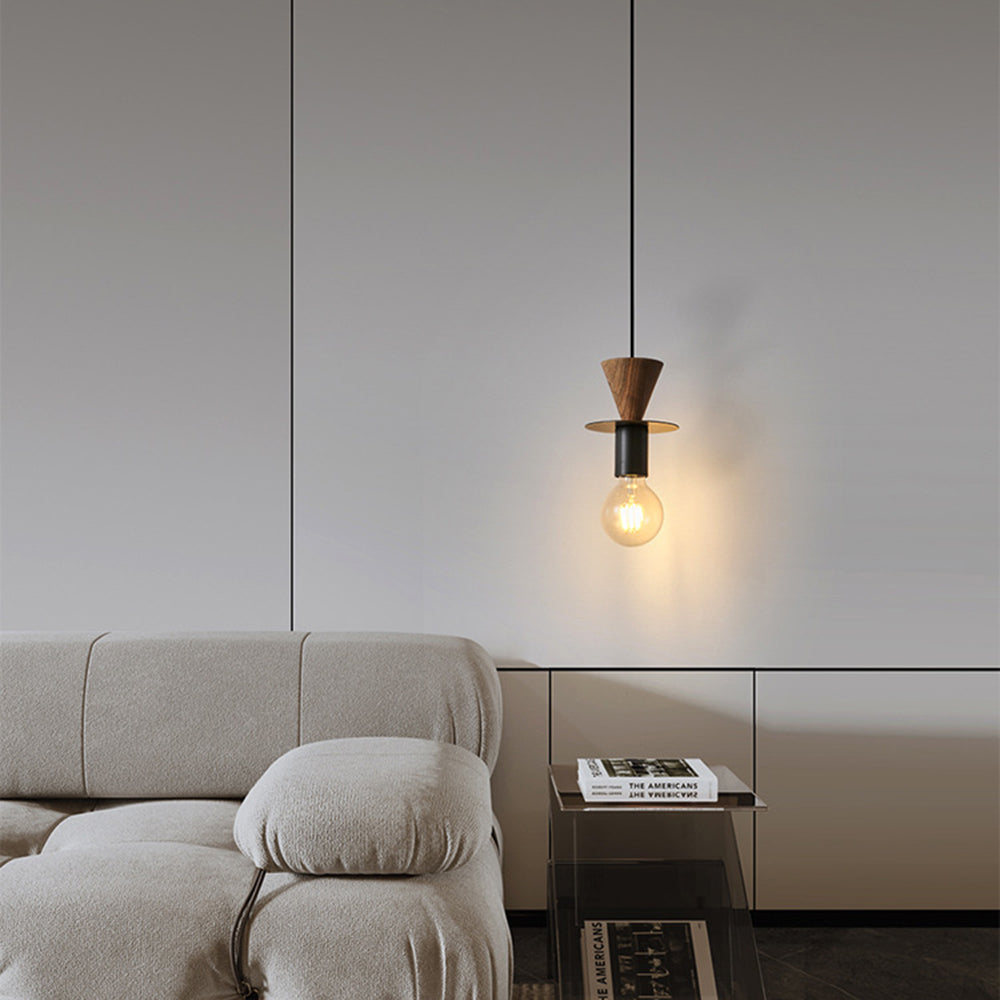 Valentina Modern Simple Pendant Light Copper Walnut Bedroom Dining Room - Letslighting