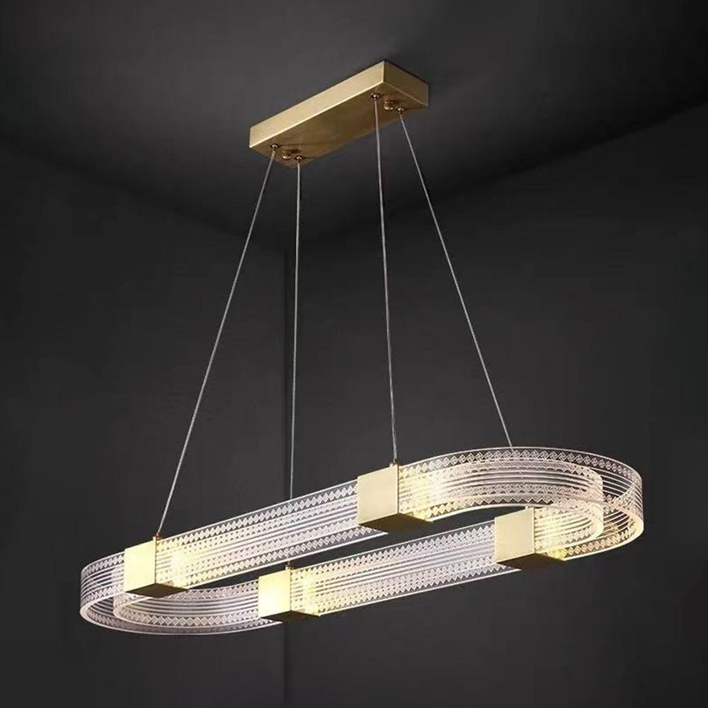 Arisha Modern Round Oval Acrylic Metal Pendant Light
