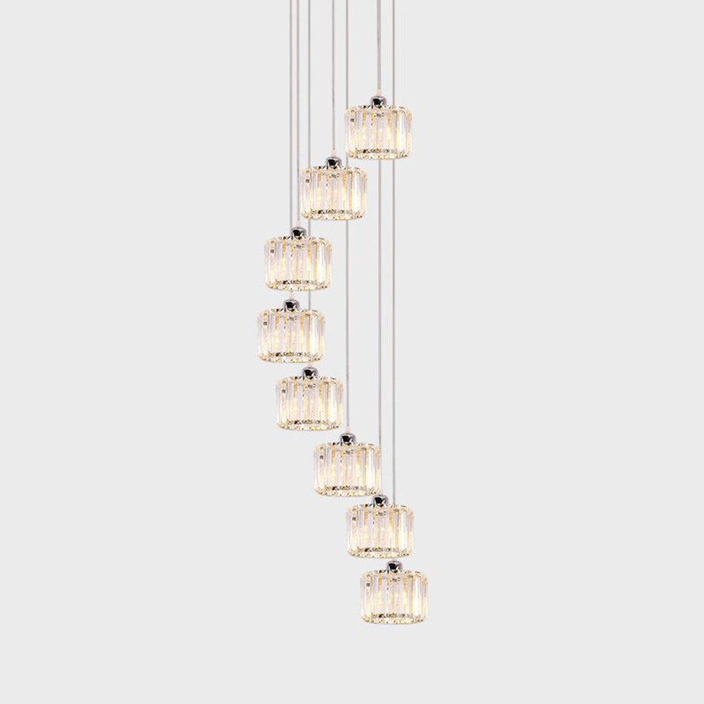 Valentina Modern Column Crystal Pendant Light, Stairs/Dining Room