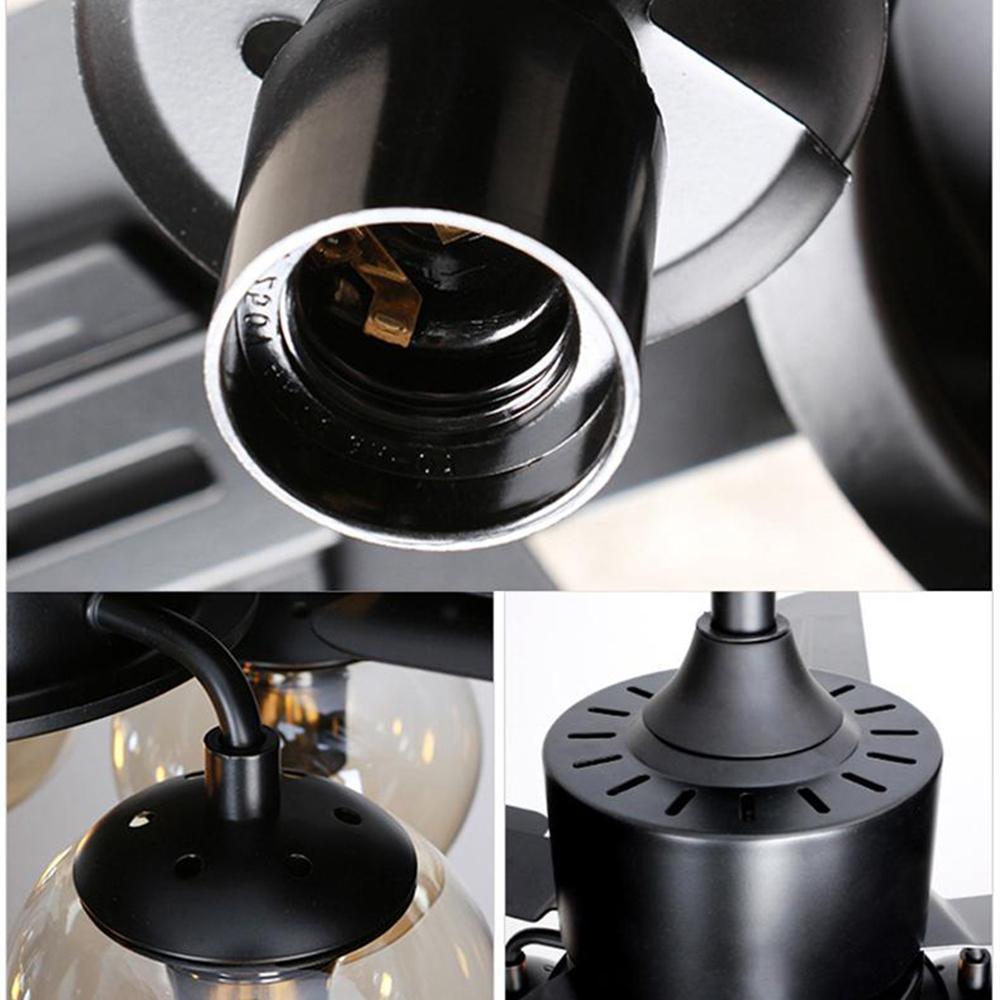 Zazoren Vintage Black Glass Ceiling Fan Light - Letslighting