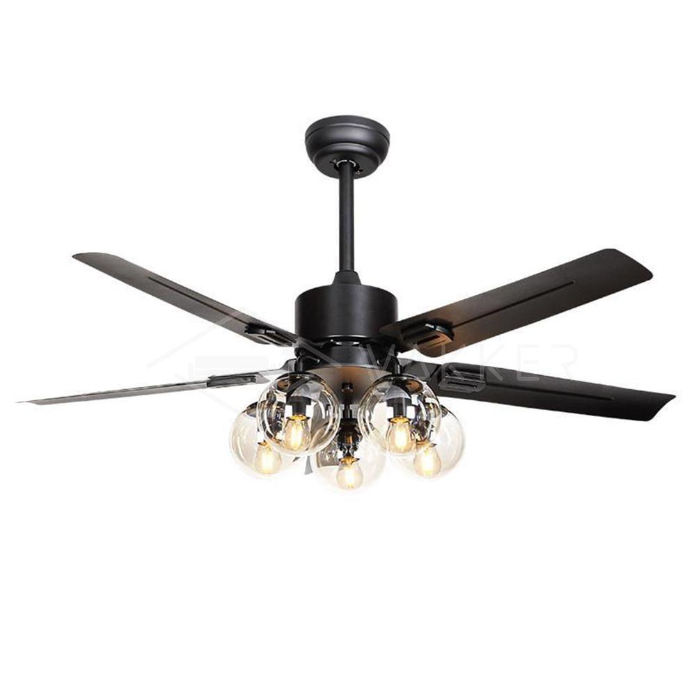 Zazoren Vintage Black Glass Ceiling Fan Light - Letslighting