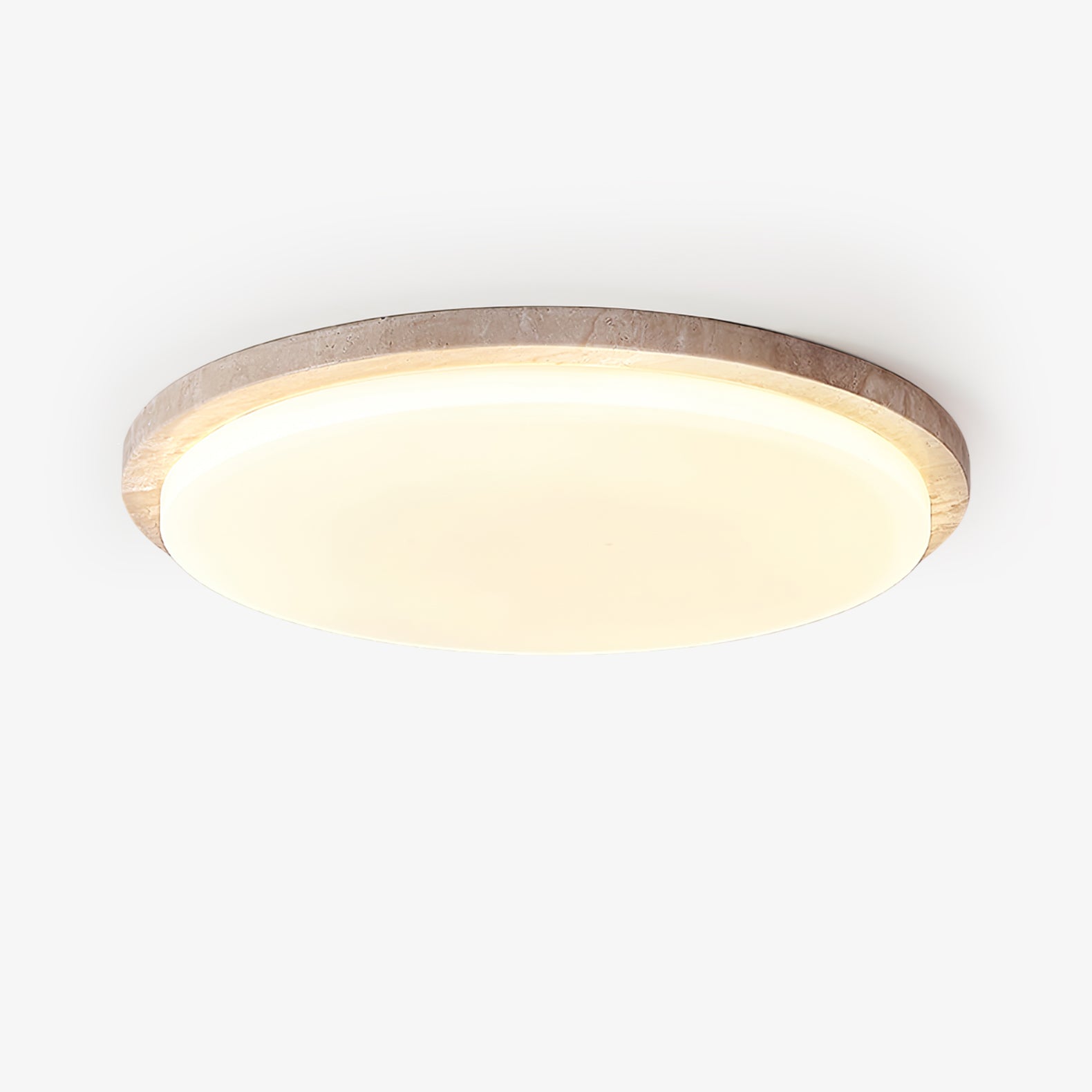 Etala Smooth-Rim Travertine Ceiling Light - Letslighting