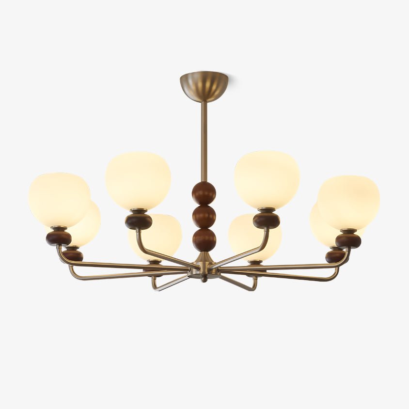 Vilorira Traditional Classic Orb Walnut Wood Glass Chandelier - Letslighting