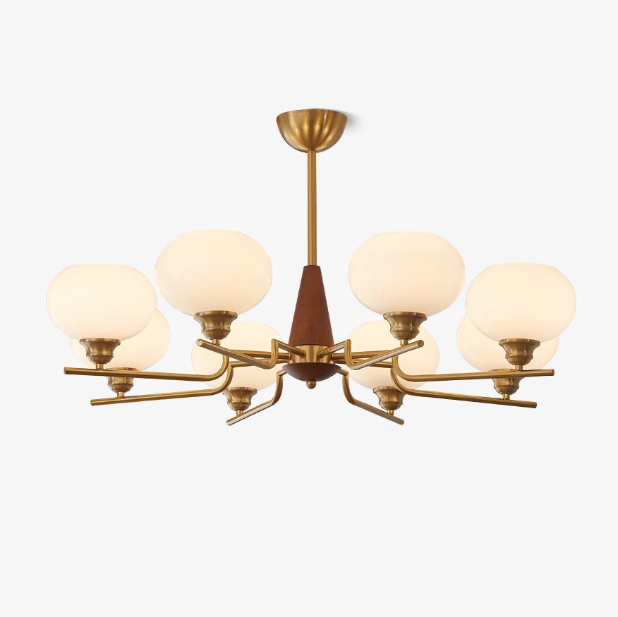 Lustra Chandelier Walnut Frosted Glass Globes - Letslighting