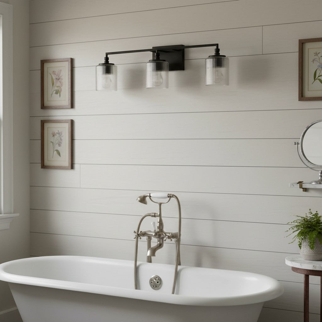 Haze 3-Light Ribbed Glass Wall Sconce