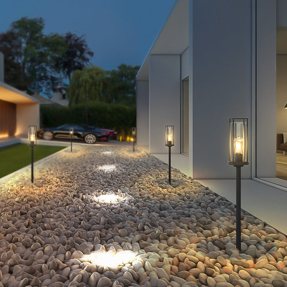 Ray Metal Cylindrical Lantern Shaped Solar Outdoor Path Light