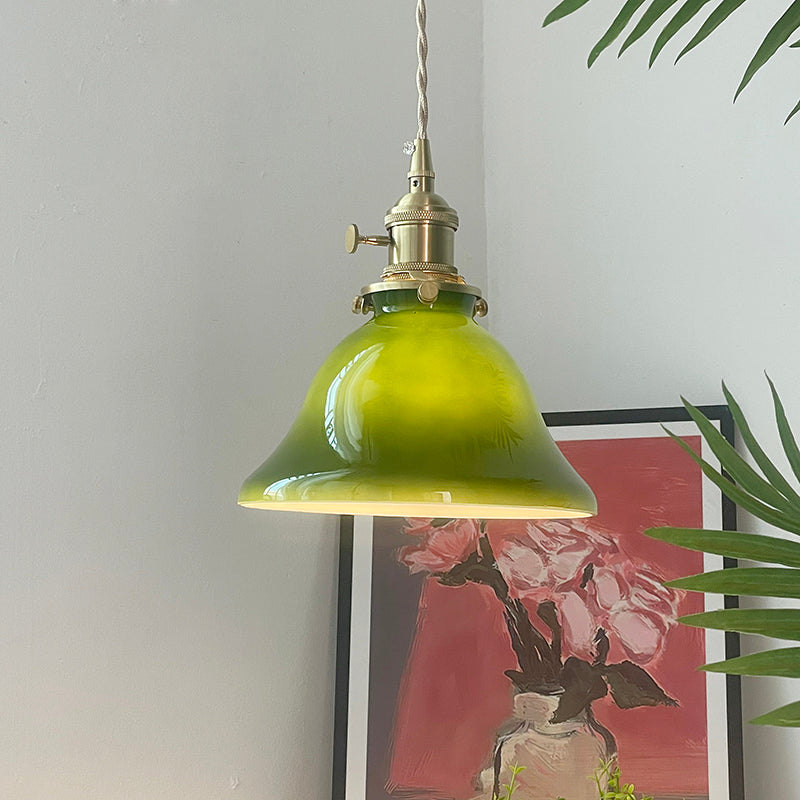 Valentina Rustic Vintage LED Pendant Light Copper Glass Dining Room