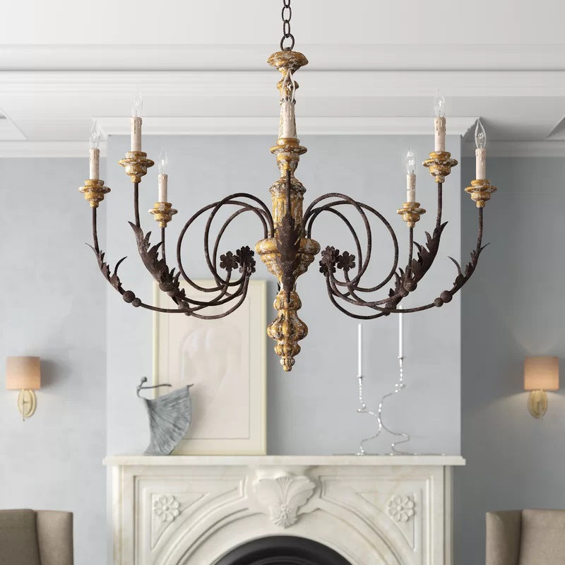 Silva Large Retro Creative Chandelier Wood Metal Living Room - Letslighting