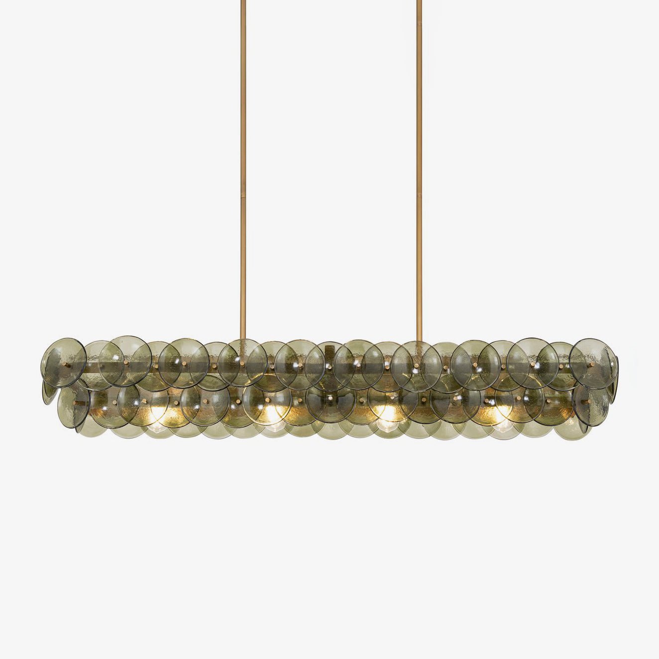 Aurora Chandelier Linear Amber Pressed Glass Disc Modern