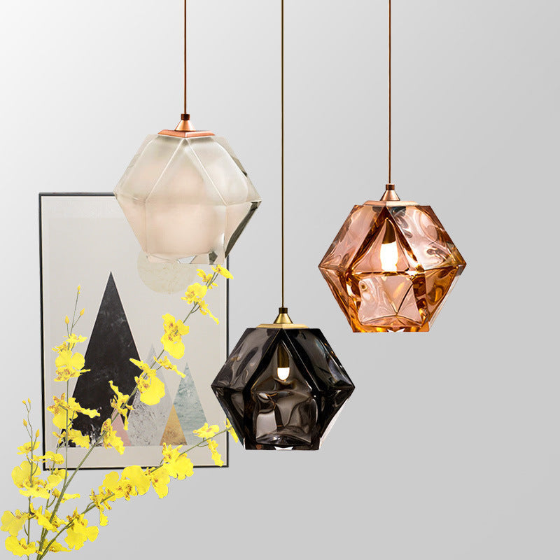 Valentina Polyhedron LED Pendant Light Metal/Glass Kitchen Island - Letslighting