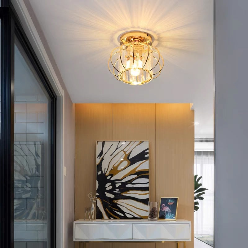 Arisha Modern Flush Mount Ceiling Light Black Gold Glass Bedroom