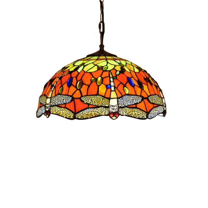 Tiffany Vintage Art LED Pendant Light Colorful Glass Living Room