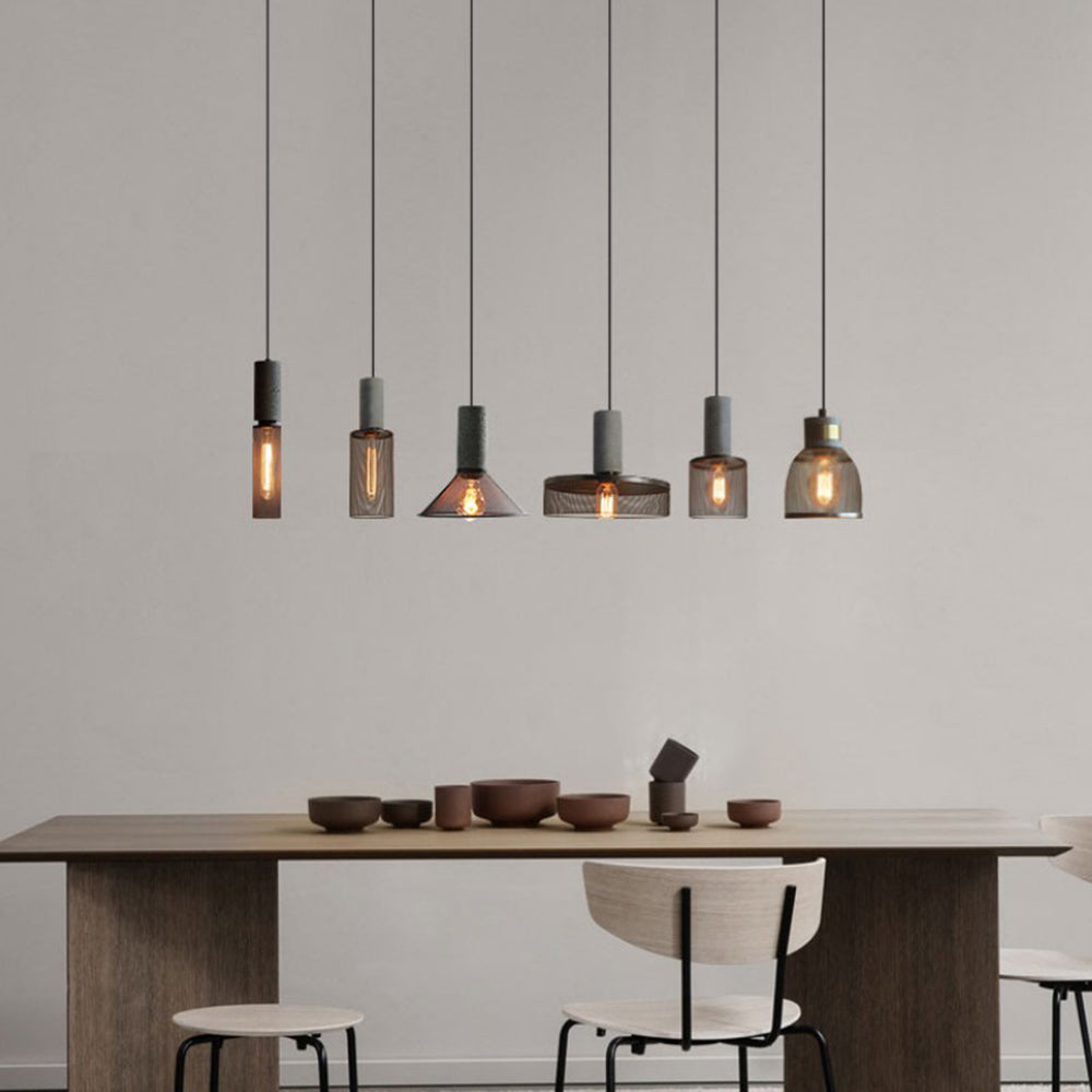Arisha Industrial Cylindrical Pendant Light, Cement Wabi-Sabi - Letslighting