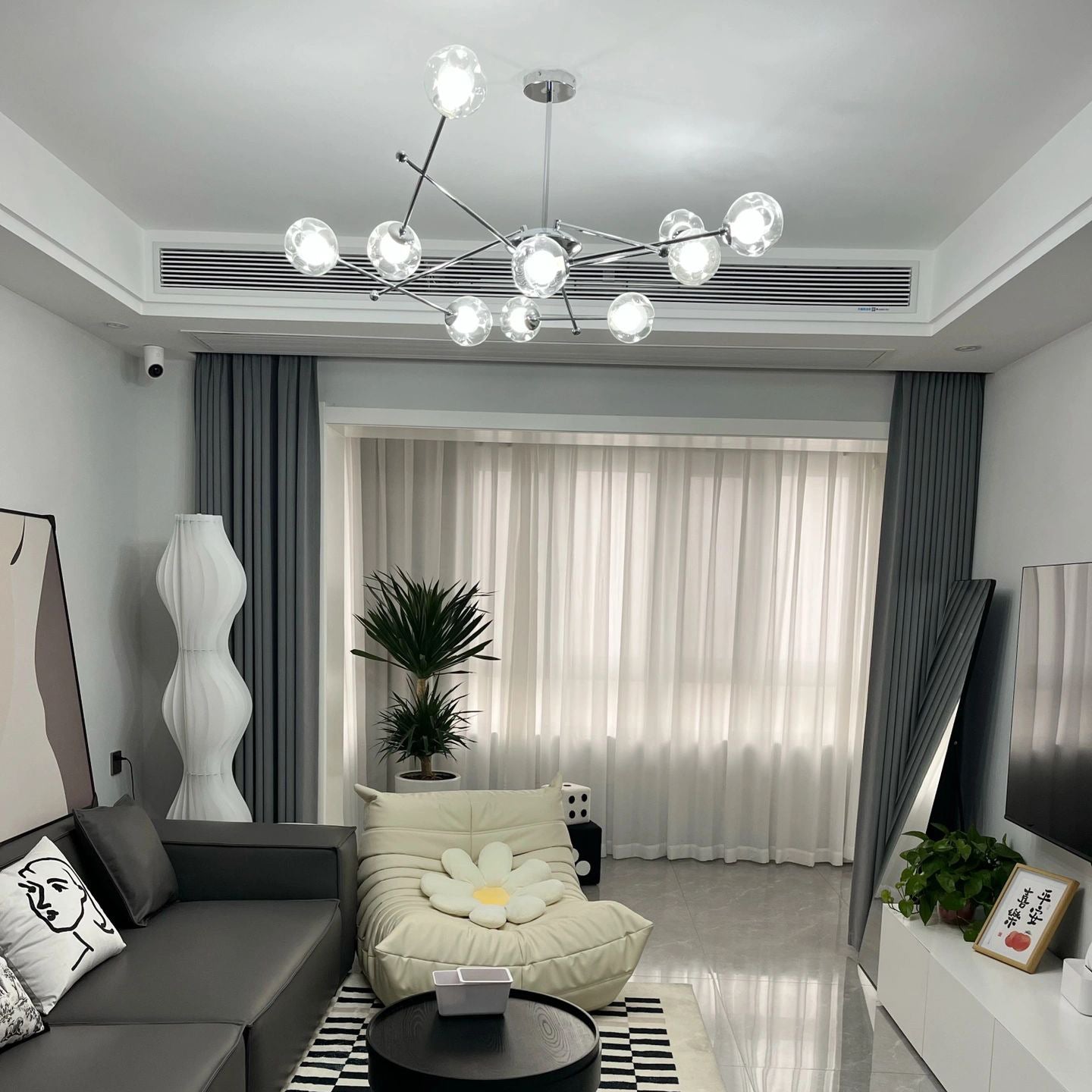Valentina Modern LED Chandelier Chrome Glass Living Room/Bedroom - Letslighting