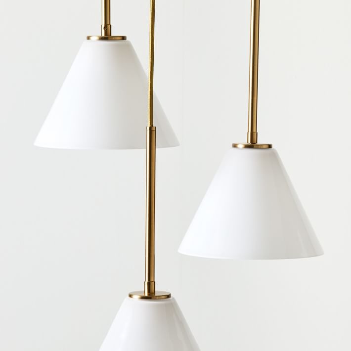 Cone 3-Light Brass Chandelier