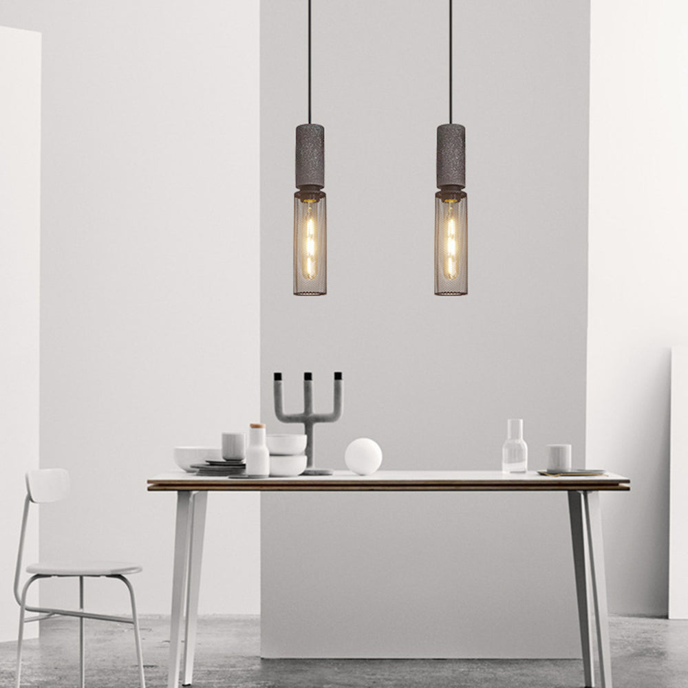 Arisha Industrial Cylindrical Pendant Light, Cement Wabi-Sabi - Letslighting