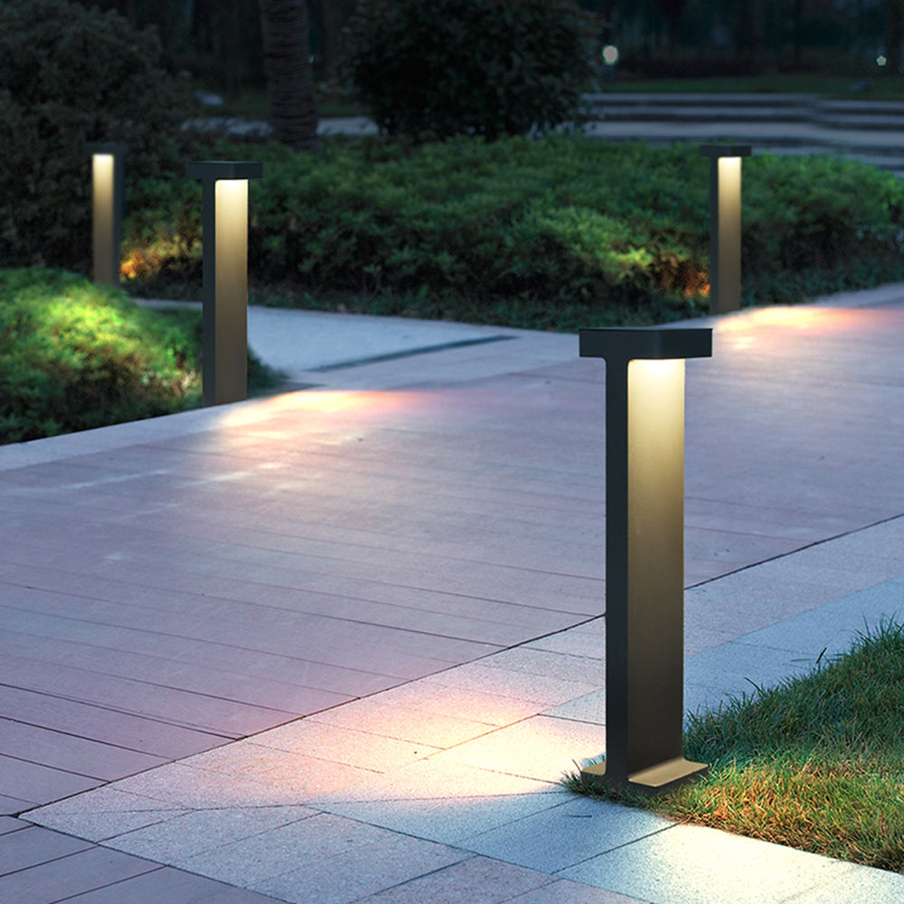 Ray Modern Metal T-Shaped Solar Outdoor Path Light - Letslighting
