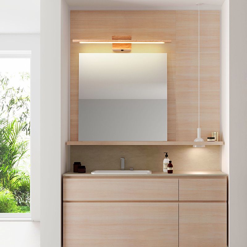 Muto Mirror Front Vanity Wall Lamp Nature Linear, Acrylic/Wood - Letslighting