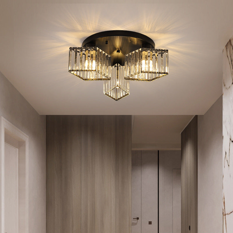 Eryn Modern Flush Mount Ceiling Light Metal Crystal Living Room