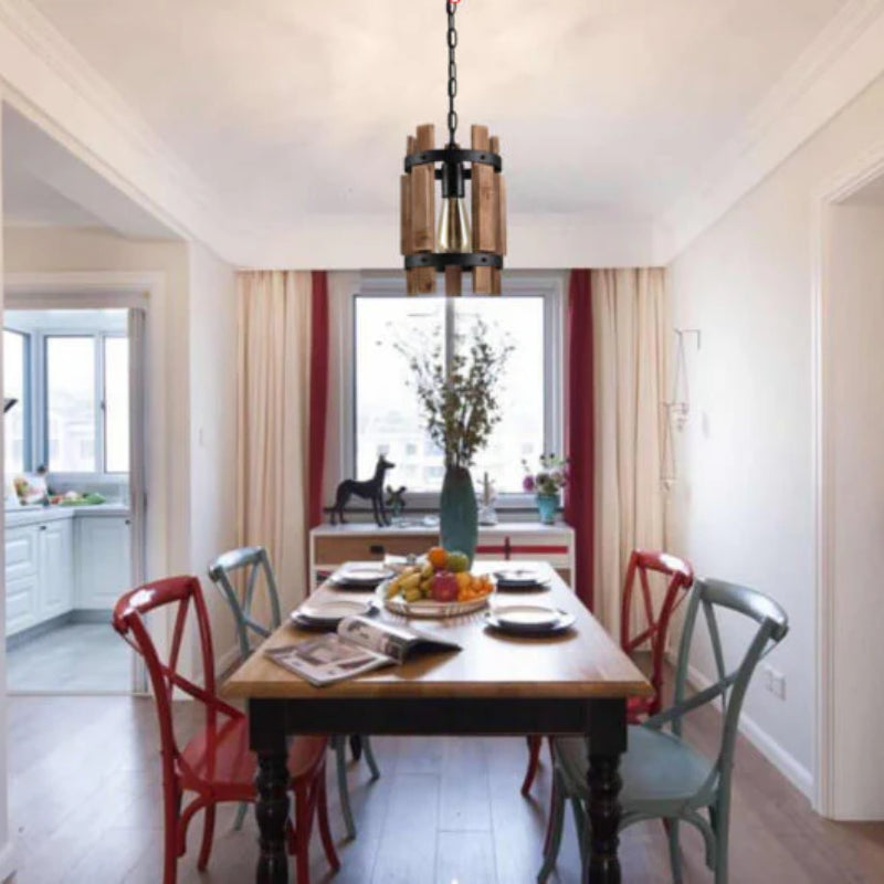 Epoch Retro LED Pendant Light Metal/Wood Living Room/Bedroom