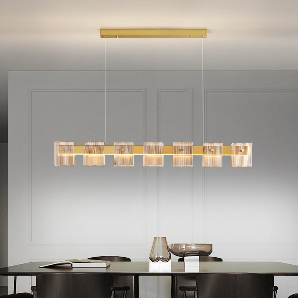 Arisha Modern Minimalist Rectangular Metal And Glass Pendant Light