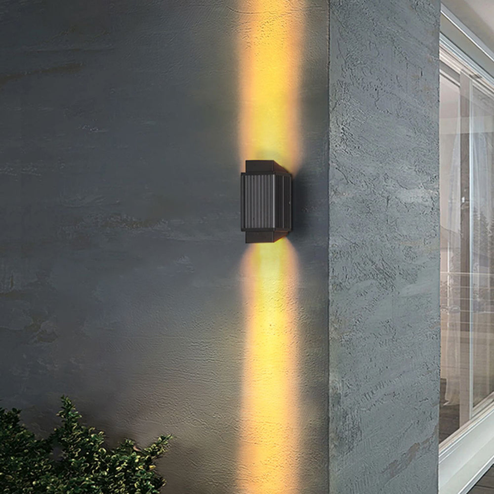 Ray Modern Round Rectangular Metal Acrylic Outdoor Wall Lamp