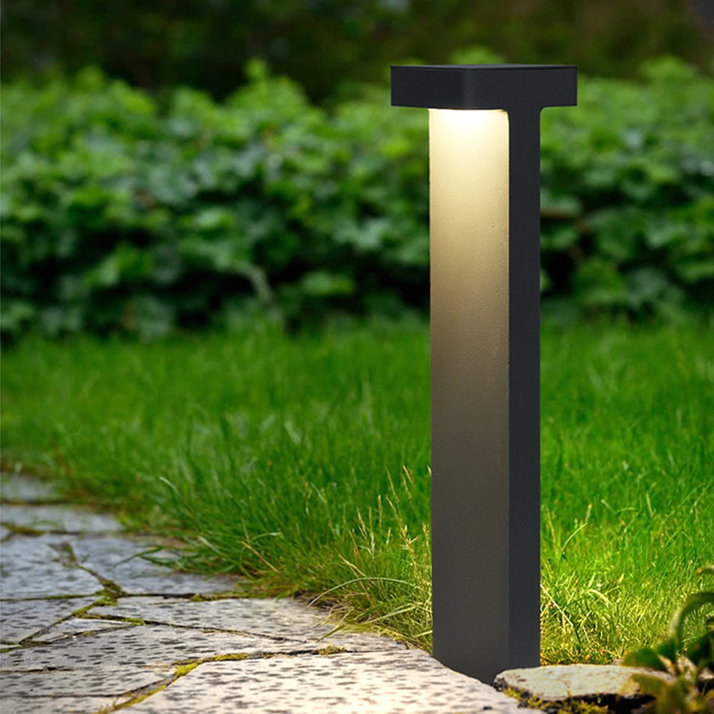 Ray Modern Metal T-Shaped Solar Outdoor Path Light - Letslighting
