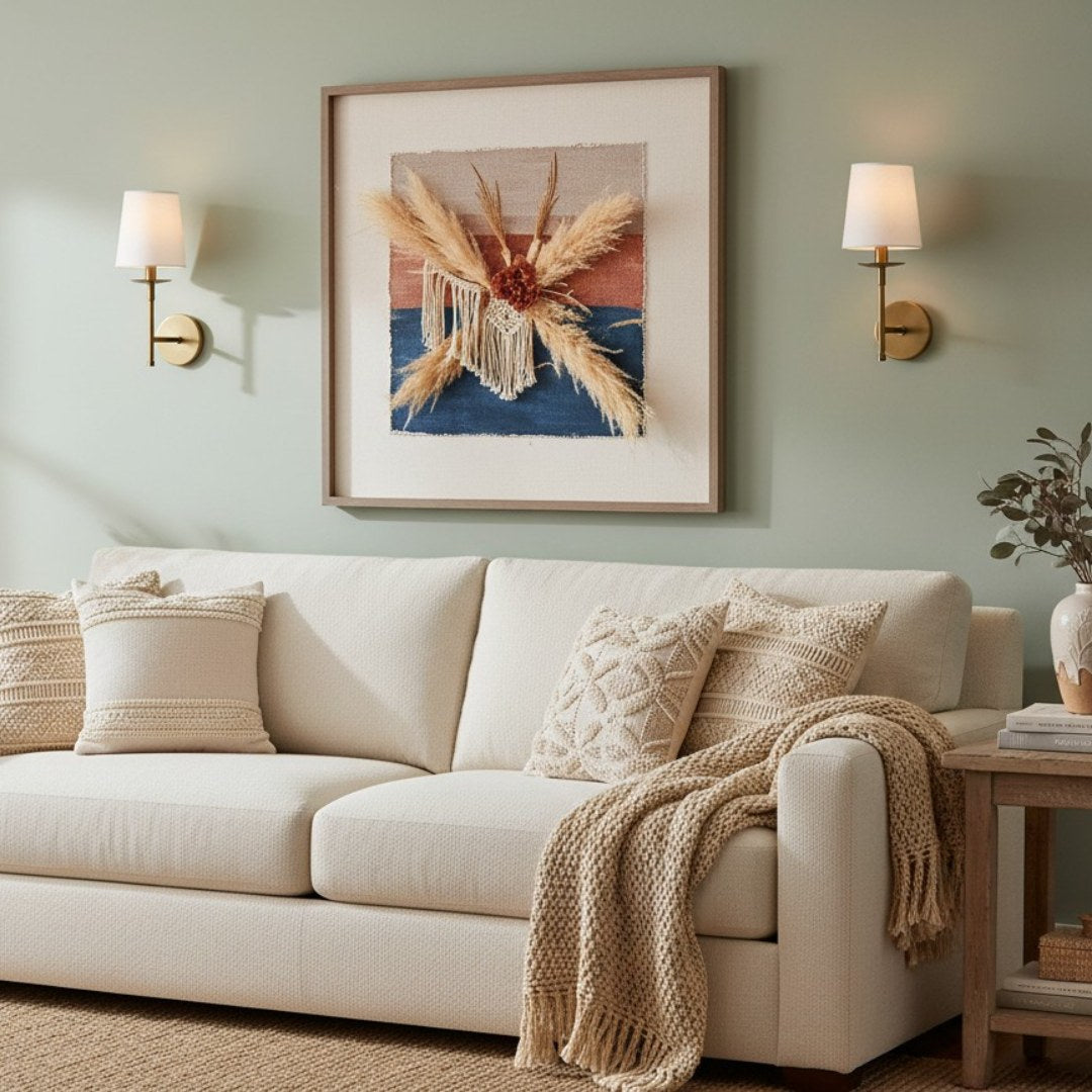 Lodge Brass Fabric Wall Light