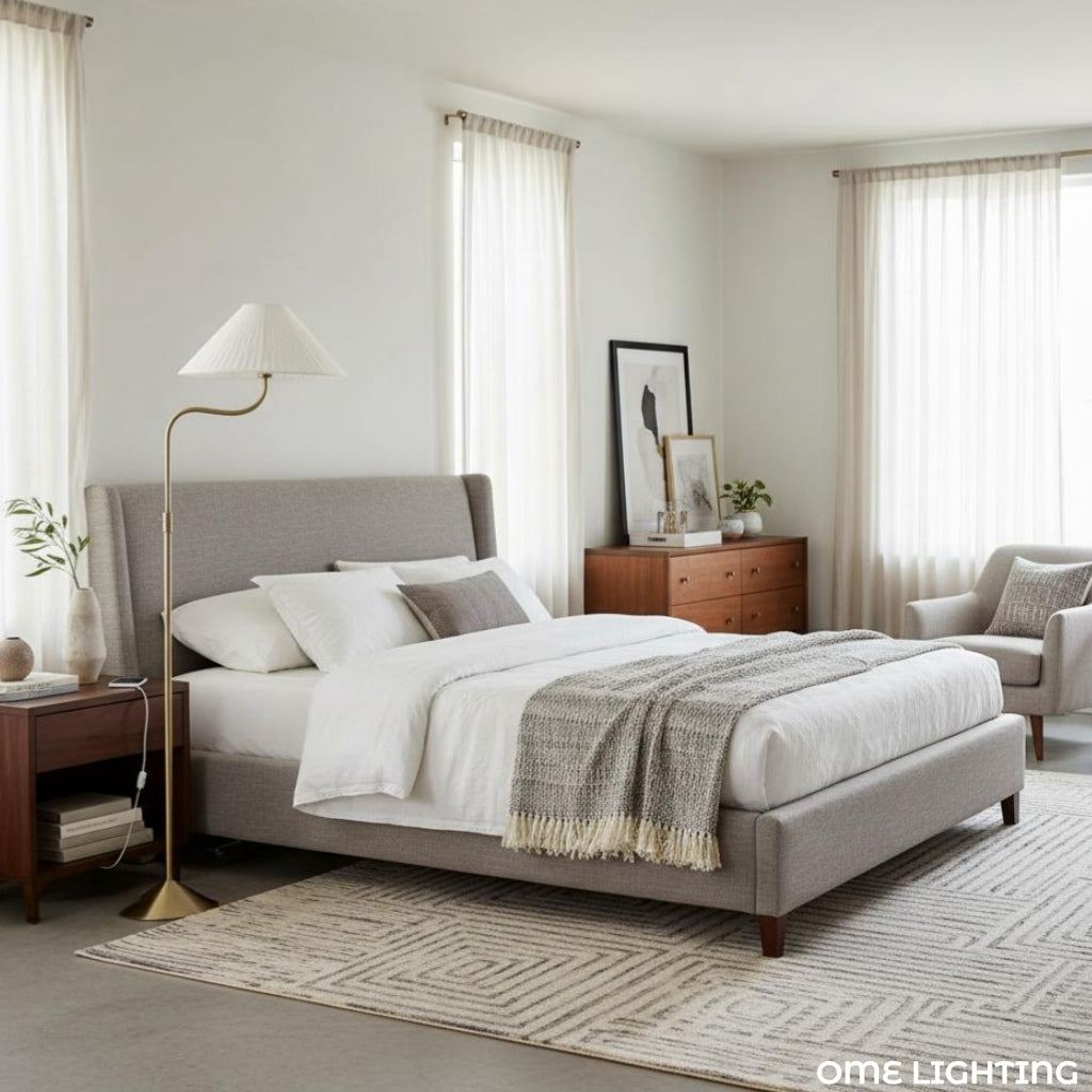Lithe Linen Shade Floor Lamp Contemporary Living Rooms