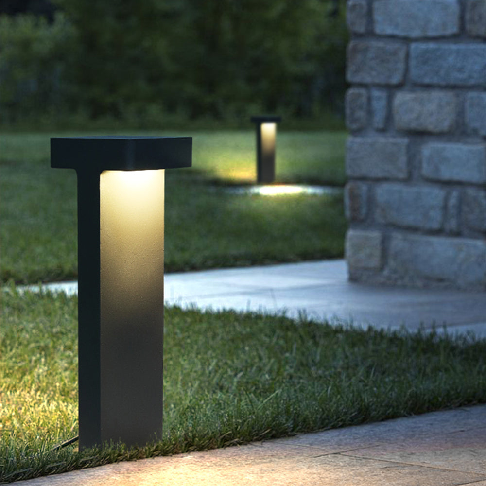Ray Modern Metal T-Shaped Solar Outdoor Path Light - Letslighting