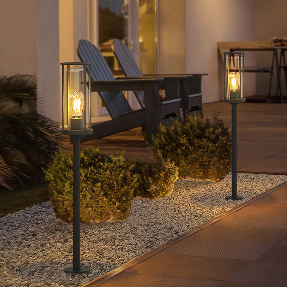 Ray Metal Cylindrical Lantern Shaped Solar Outdoor Path Light