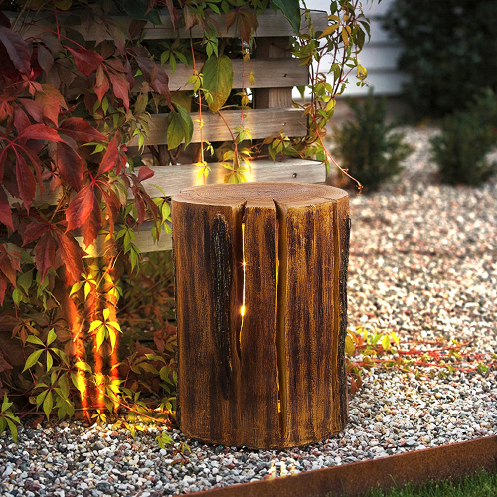 Ray Natural Column Wood Outdoor Floor Lamp Table