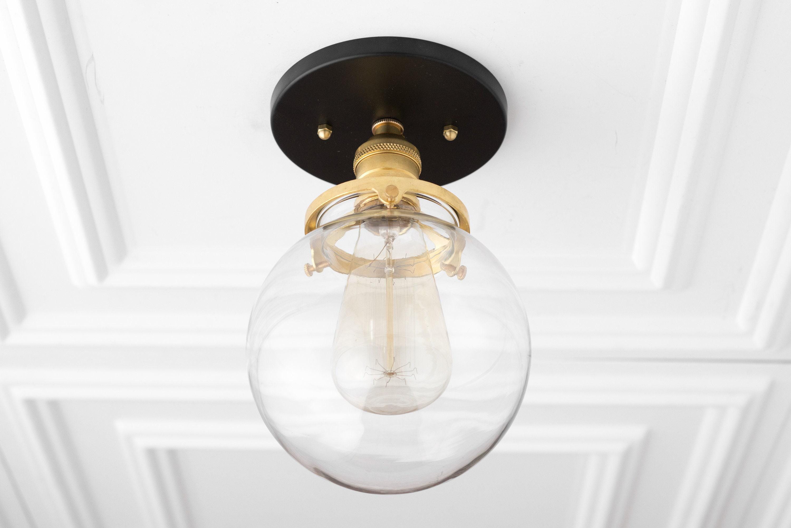 Pearl  Clear Glass Retro Globe Ceiling Light Bedroom