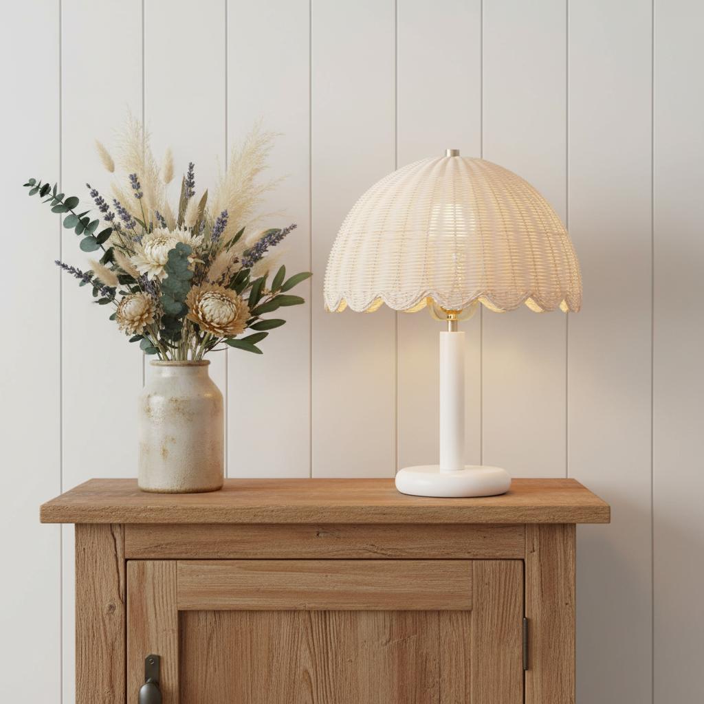 Fungi Table Lamp Rattan&Wood