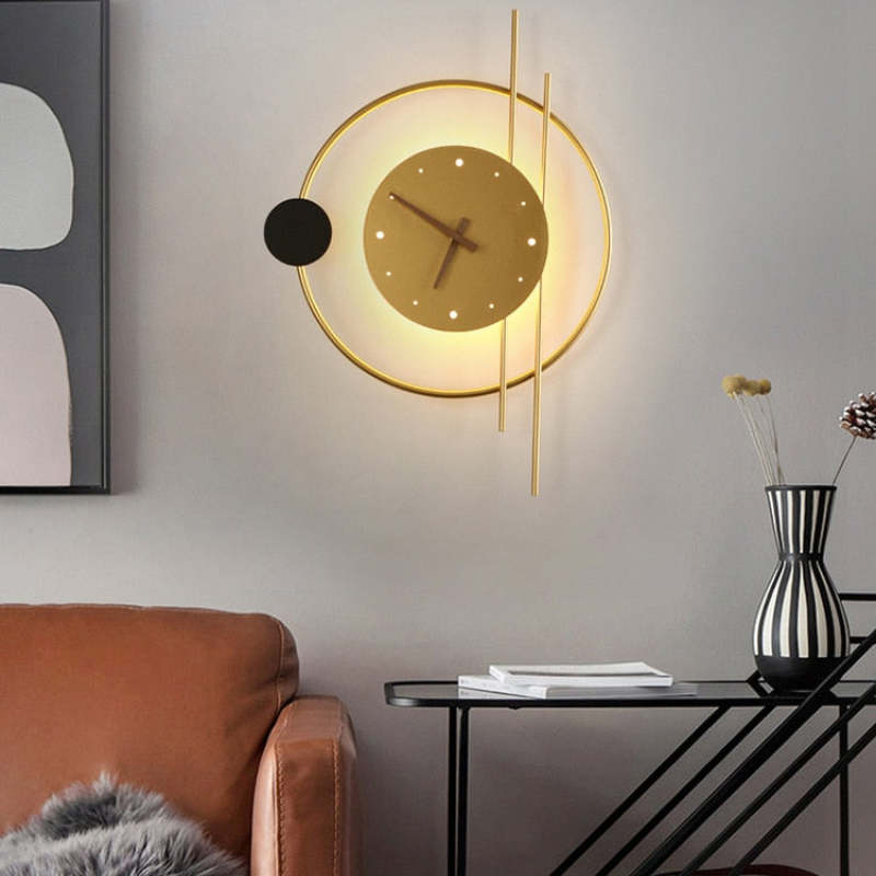 Arisha Wall Lamp Clock & Iron & Acrylic