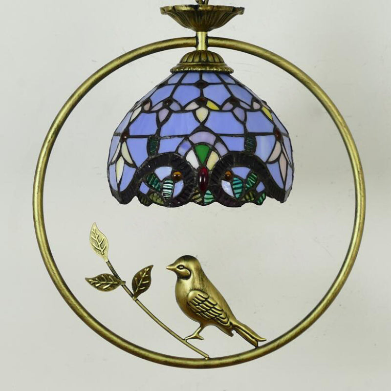 Tiffany Cottage LED Pendant Light Metal Glass Living Room/Bedroom - Letslighting