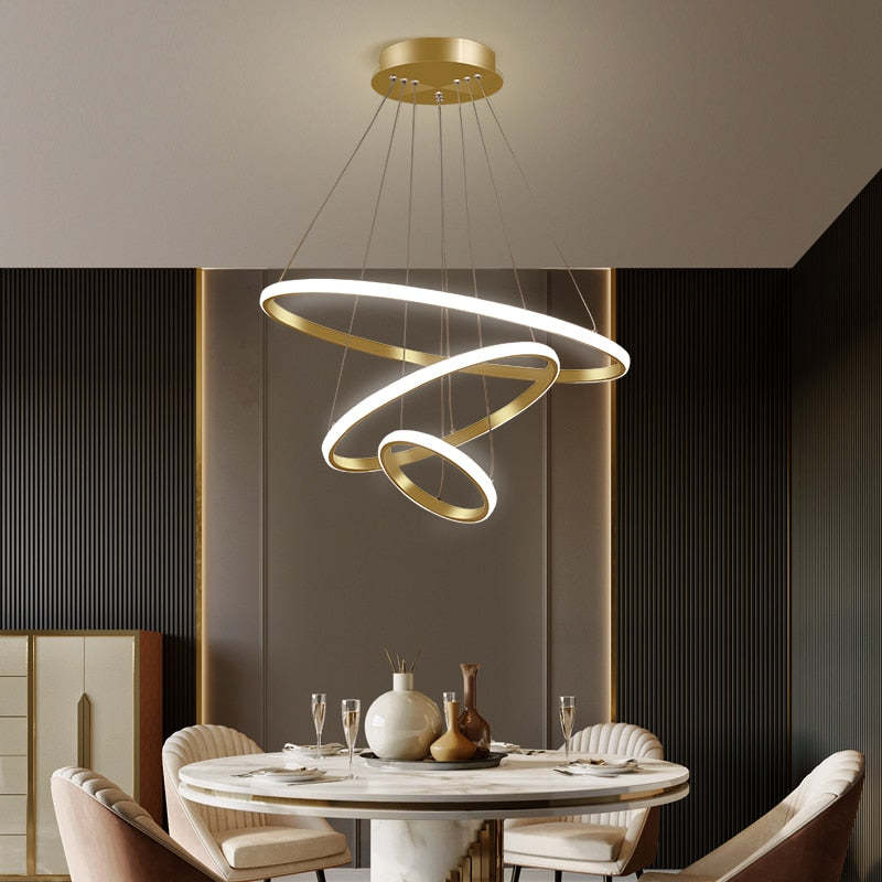 Arisha Modern Ring Metal/Silicon Pendant Light, 2/3/4 Rings