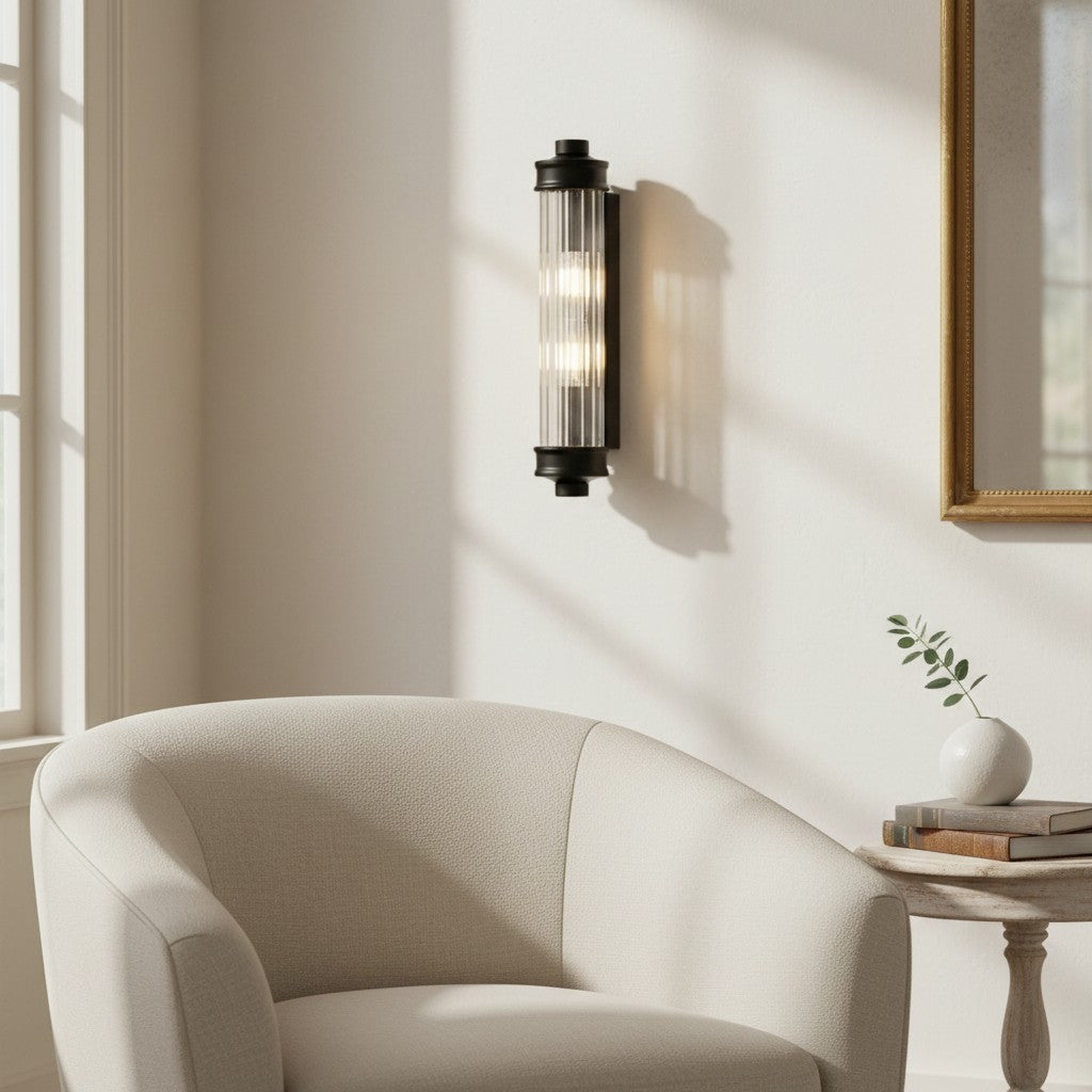Haze Ribbed Glass Wall Sconce