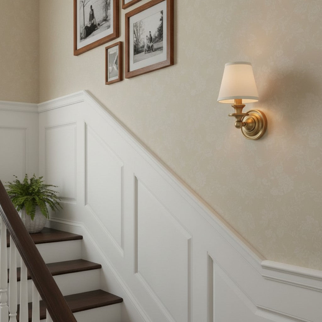 Elite White Fabric Wall Sconce Contemporary Bathrooms