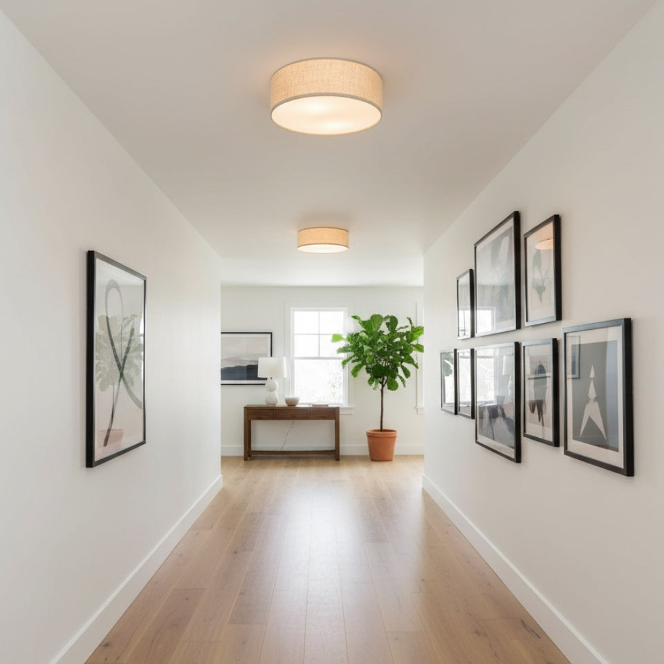 Linen Drum Ceiling Light Modern Bedroom