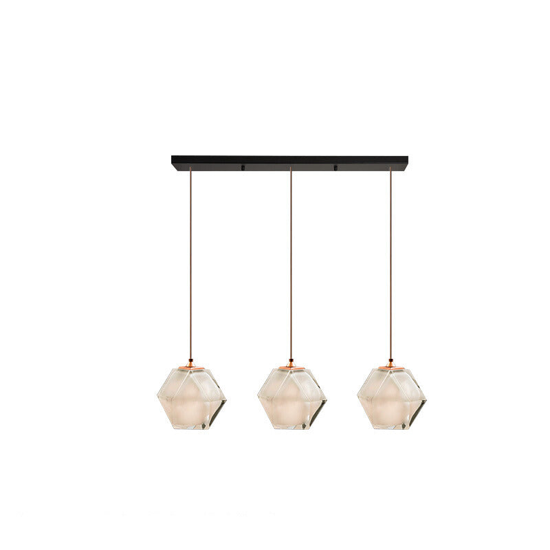 Valentina Polyhedron LED Pendant Light Metal/Glass Kitchen Island - Letslighting