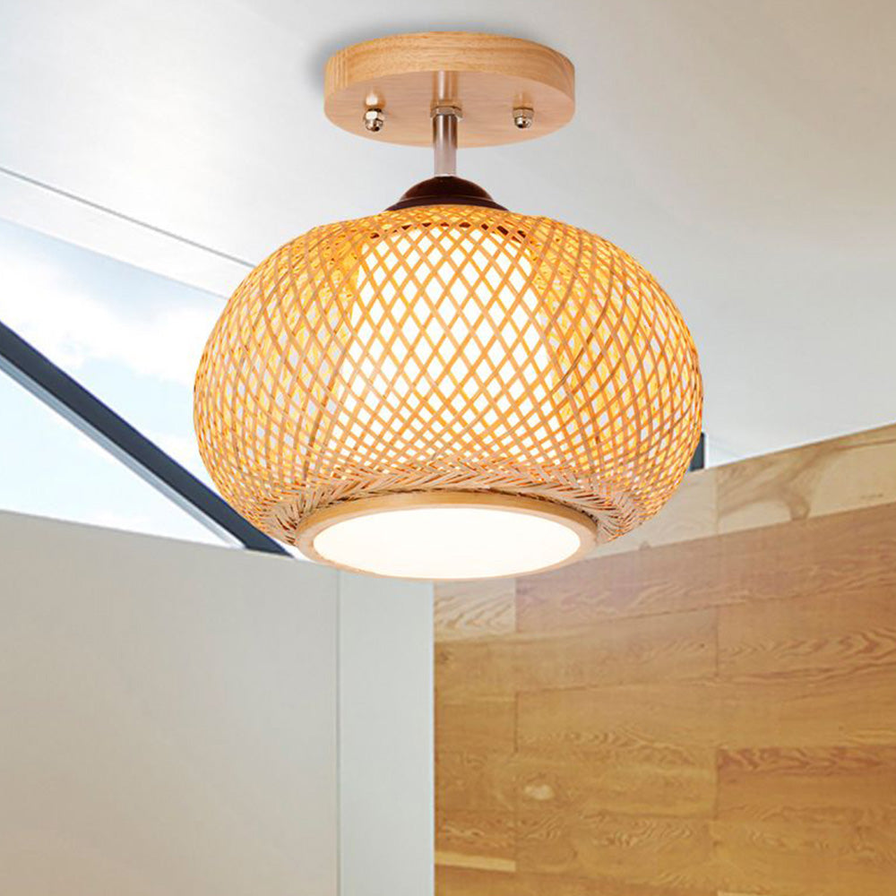 Ritta Ritta Flush Mount Rattan Ceiling Light, Living Room - Letslighting