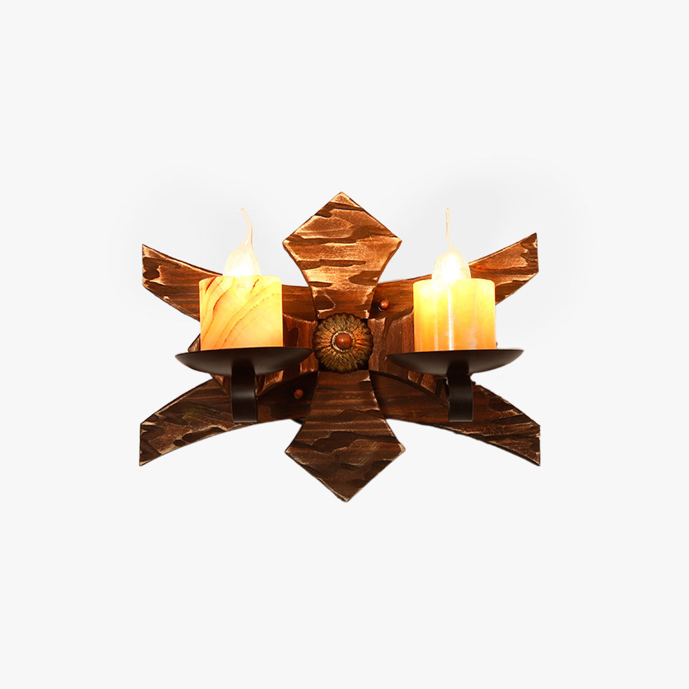 Epoch Wall Lamp Decorative Vintage Candle Double Light Wooden, Bedroom - Letslighting