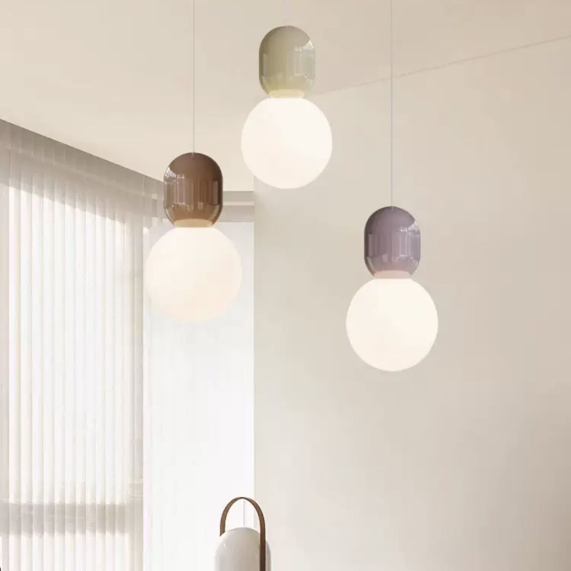 Valentina Modern Minimalist Spherical Glass Metal Pendant Light Multicolor