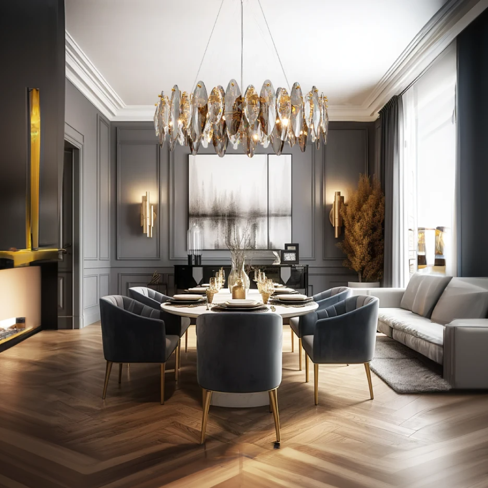 Marilyn Crystal Chandelier LED Elliptical Glass Metal Living Room