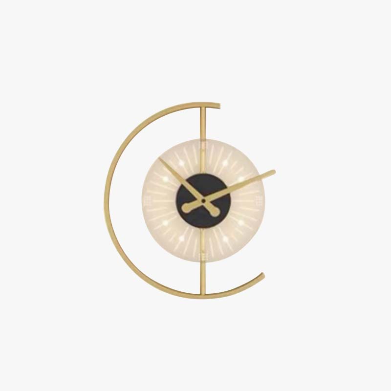 Arisha Modern Clock LED Indoor Wall Lamp Metal Wood Living Room Bedroom Dining Room