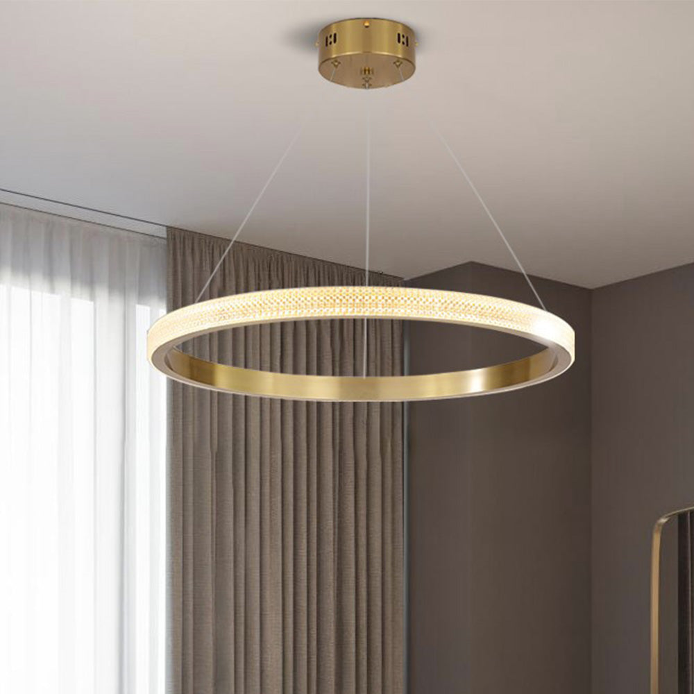 Kristy Modern Ring Metal Arcylic LED Pendant Light - Letslighting